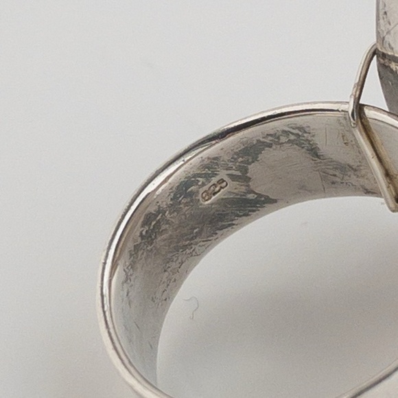 Vintage Modernist Sterling Silver Black Onyx Stone Chip Ring Handmade 925 Size 6 - Picture 8 of 10